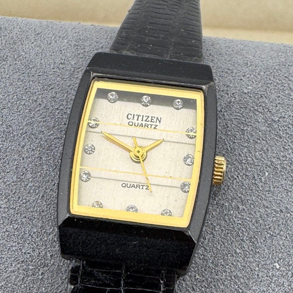 Citizen Tank Watch Gold Tone & Brown Leather Strap